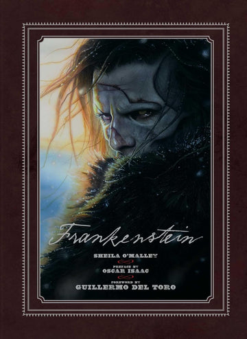 Poster for 'Frankenstein' with a stylized illustration of a character against a dark background. Frankenstein (2025) by Writter Director Guillermo del Toro